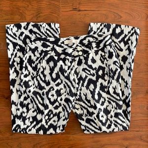 COPY - LOFT Blue and White Animal Print 100% Linen Mid Rise Straight Leg Pants